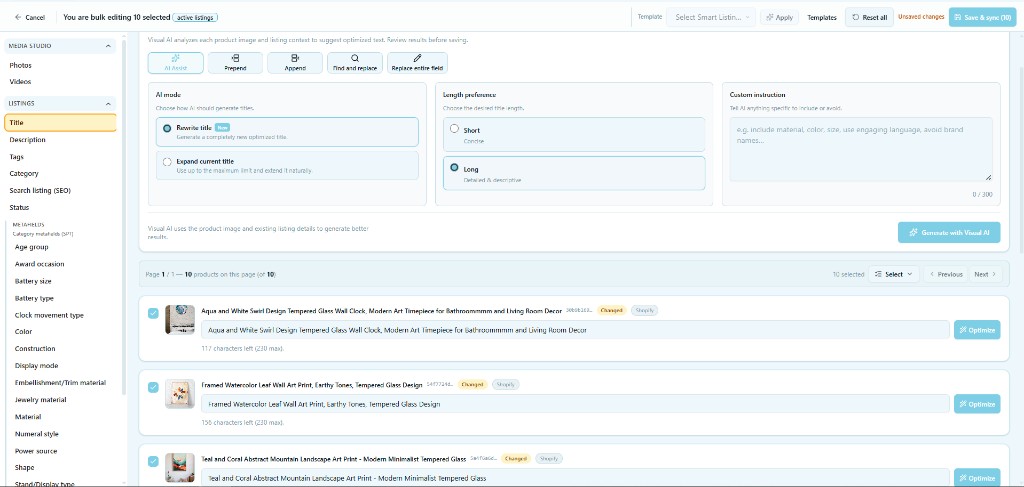 Bulk Listing Editor